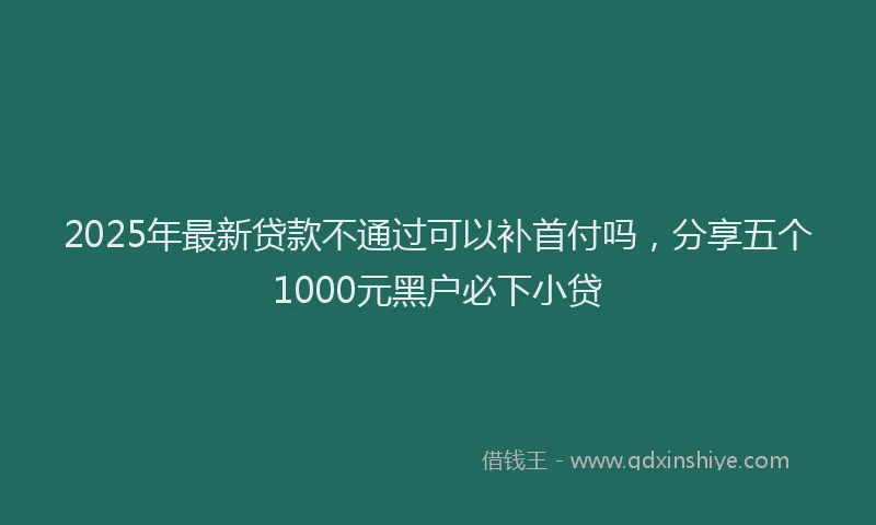 2025年最新贷款不通过可以补首付吗，分享五个1000元黑户必下小贷