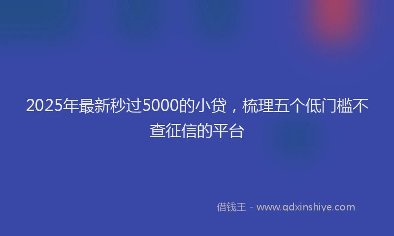 2025年最新秒过5000的小贷，梳理五个低门槛不查征信的平台