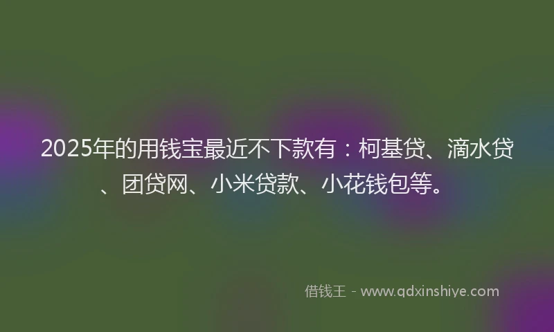 2025年的用钱宝最近不下款有：柯基贷、滴水贷、团贷网、小米贷款、小花钱包等。