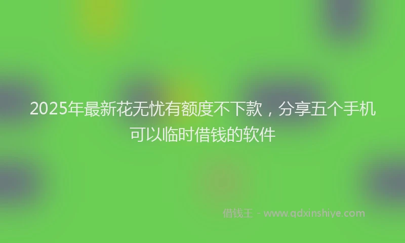 2025年最新花无忧有额度不下款，分享五个手机可以临时借钱的软件