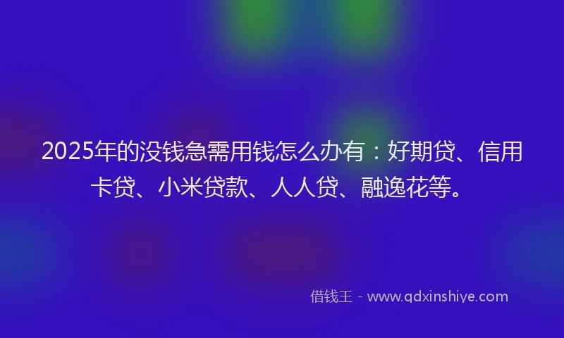 2025年的没钱急需用钱怎么办有：好期贷、信用卡贷、小米贷款、人人贷、融逸花等。