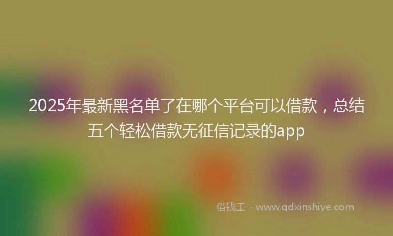 2025年最新黑名单了在哪个平台可以借款，总结五个轻松借款无征信记录的app
