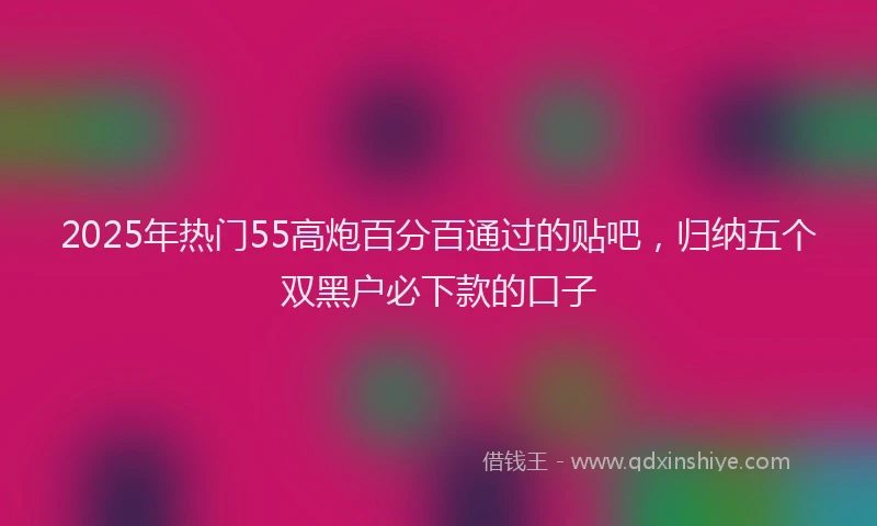 2025年热门55高炮百分百通过的贴吧，归纳五个双黑户必下款的口子
