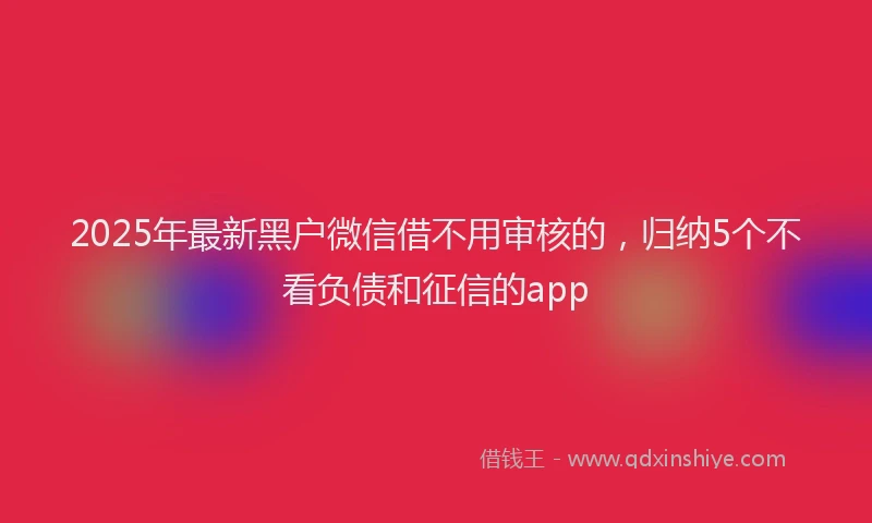 2025年最新黑户微信借不用审核的，归纳5个不看负债和征信的app