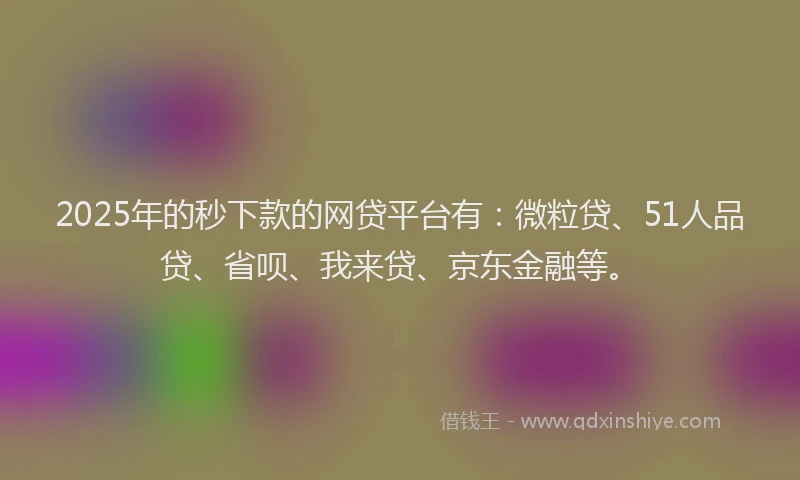 2025年的秒下款的网贷平台有：微粒贷、51人品贷、省呗、我来贷、京东金融等。