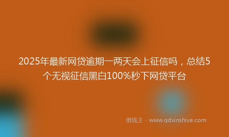 2025年最新网贷逾期一两天会上征信吗，总结5个无视征信黑白100%秒下网贷平台