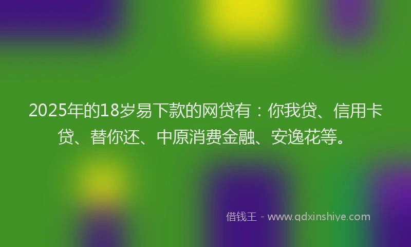 2025年的18岁易下款的网贷有：你我贷、信用卡贷、替你还、中原消费金融、安逸花等。