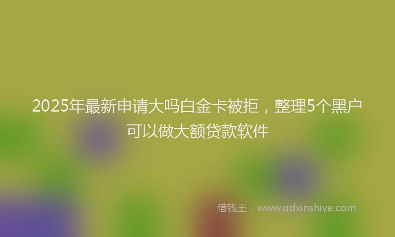 2025年最新申请大吗白金卡被拒，整理5个黑户可以做大额贷款软件