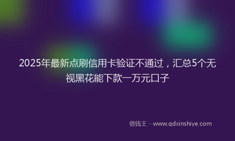 2025年最新点刷信用卡验证不通过，汇总5个无视黑花能下款一万元口子