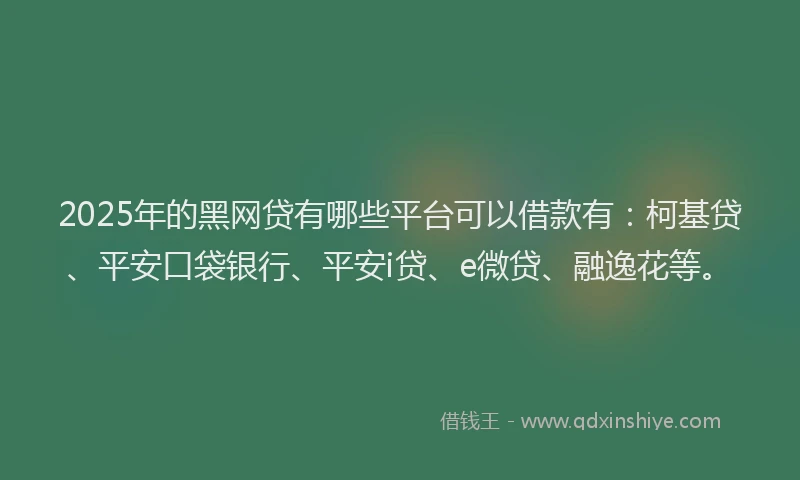 2025年的黑网贷有哪些平台可以借款有：柯基贷、平安口袋银行、平安i贷、e微贷、融逸花等。