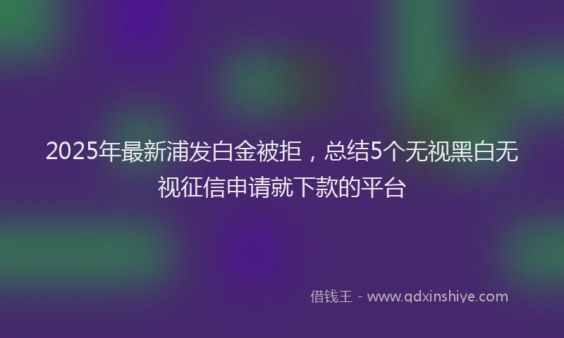 2025年最新浦发白金被拒，总结5个无视黑白无视征信申请就下款的平台