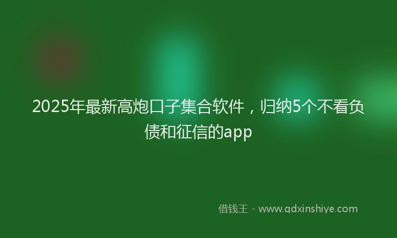2025年最新高炮口子集合软件，归纳5个不看负债和征信的app