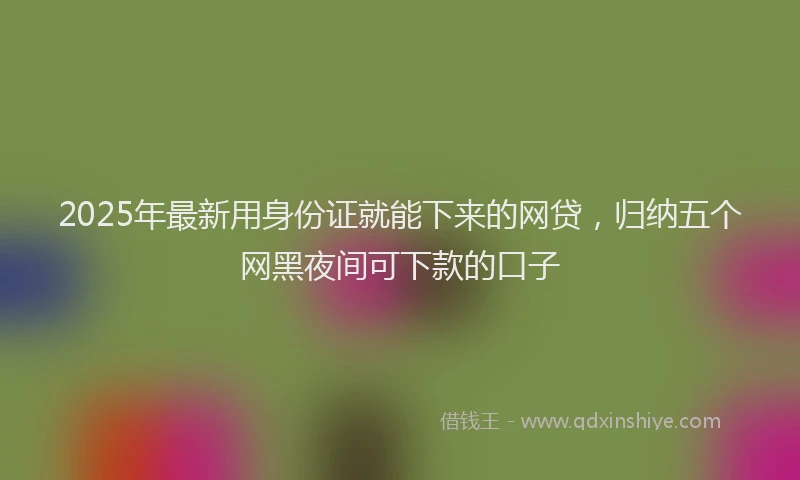 2025年最新用身份证就能下来的网贷，归纳五个网黑夜间可下款的口子