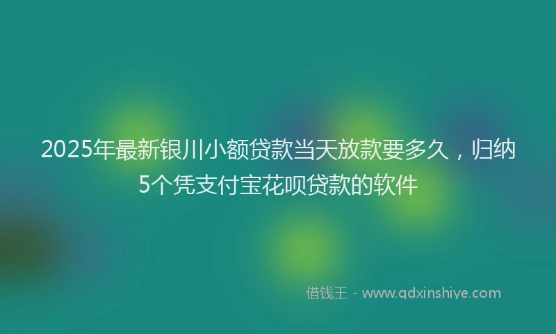 2025年最新银川小额贷款当天放款要多久，归纳5个凭支付宝花呗贷款的软件