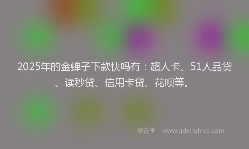 2025年的金蝉子下款快吗有：超人卡、51人品贷、读秒贷、信用卡贷、花呗等。