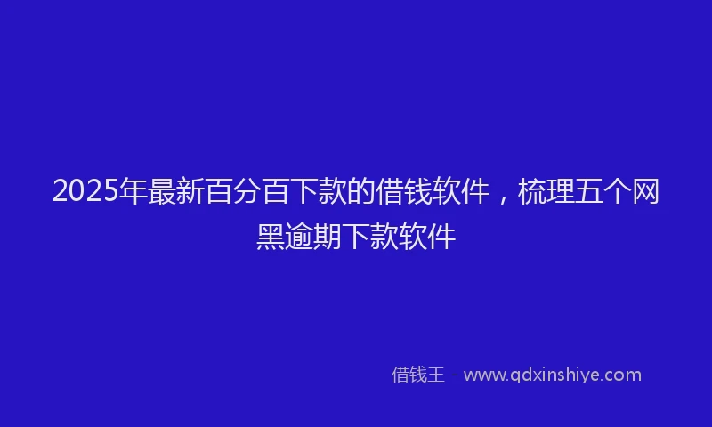 2025年最新百分百下款的借钱软件，梳理五个网黑逾期下款软件