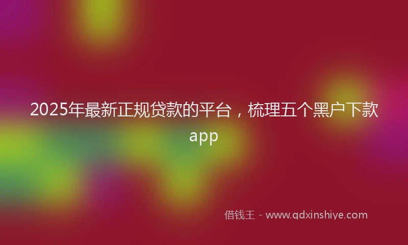 2025年最新正规贷款的平台，梳理五个黑户下款app