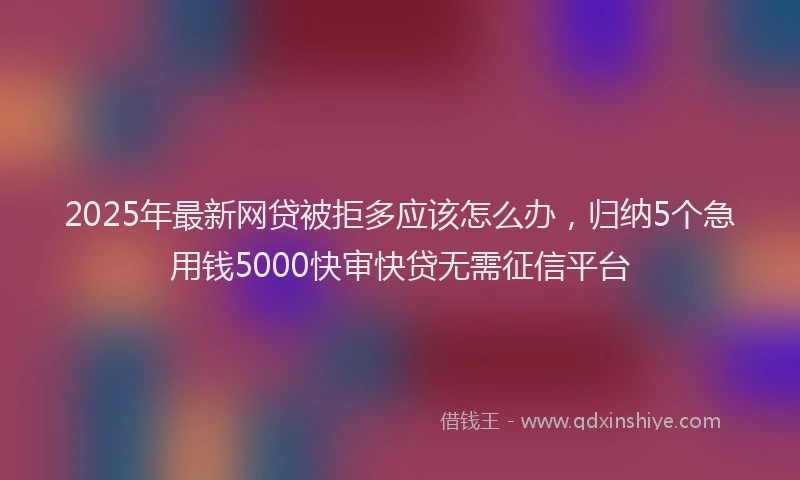 2025年最新网贷被拒多应该怎么办，归纳5个急用钱5000快审快贷无需征信平台