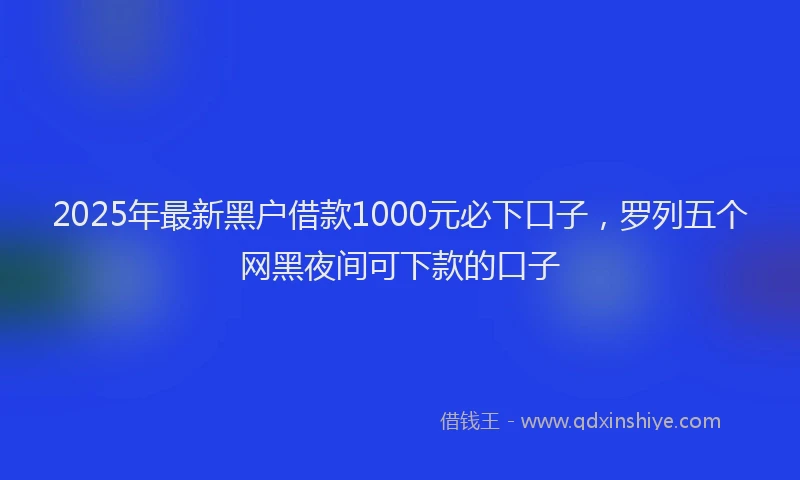 2025年最新黑户借款1000元必下口子，罗列五个网黑夜间可下款的口子