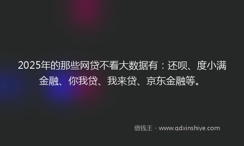 2025年的那些网贷不看大数据有：还呗、度小满金融、你我贷、我来贷、京东金融等。