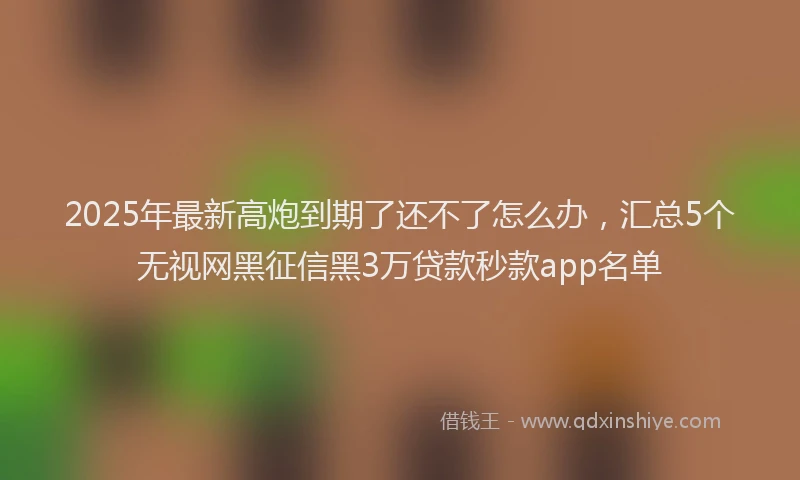 2025年最新高炮到期了还不了怎么办，汇总5个无视网黑征信黑3万贷款秒款app名单
