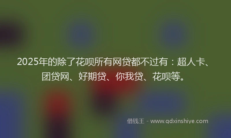 2025年的除了花呗所有网贷都不过有：超人卡、团贷网、好期贷、你我贷、花呗等。