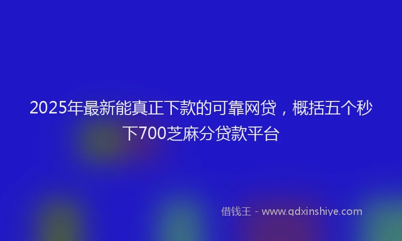 2025年最新能真正下款的可靠网贷，概括五个秒下700芝麻分贷款平台