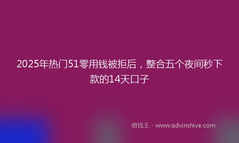 2025年热门51零用钱被拒后，整合五个夜间秒下款的14天口子