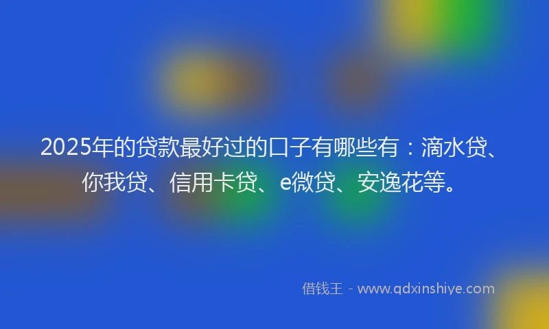 2025年的贷款最好过的口子有哪些有：滴水贷、你我贷、信用卡贷、e微贷、安逸花等。