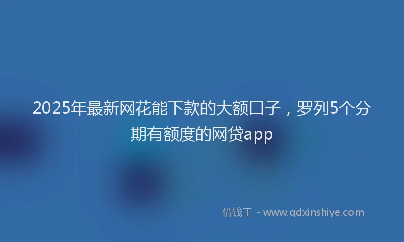 2025年最新网花能下款的大额口子，罗列5个分期有额度的网贷app