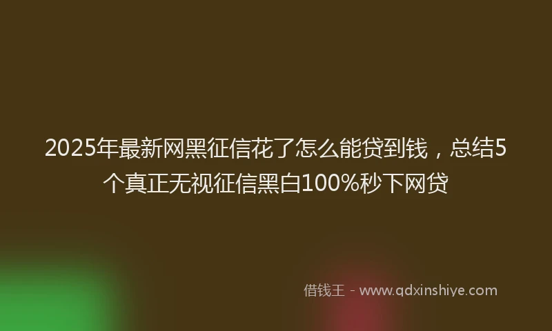 2025年最新网黑征信花了怎么能贷到钱，总结5个真正无视征信黑白100%秒下网贷