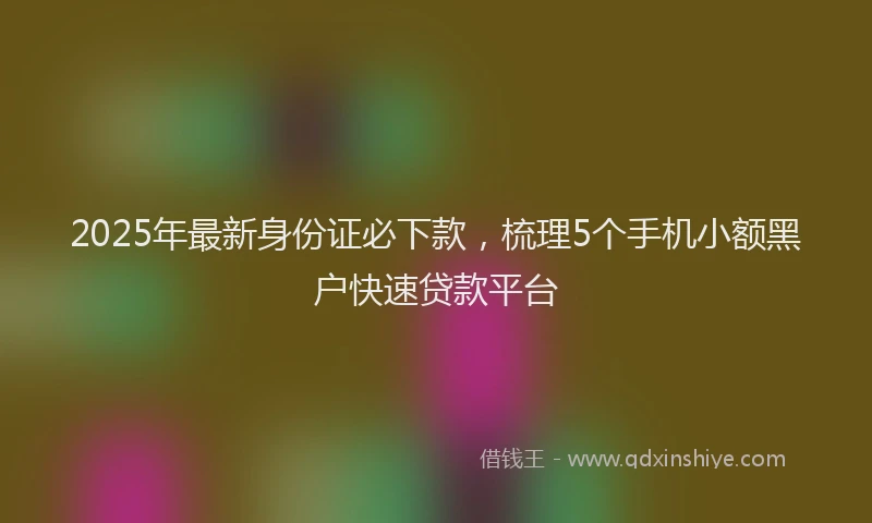 2025年最新身份证必下款，梳理5个手机小额黑户快速贷款平台