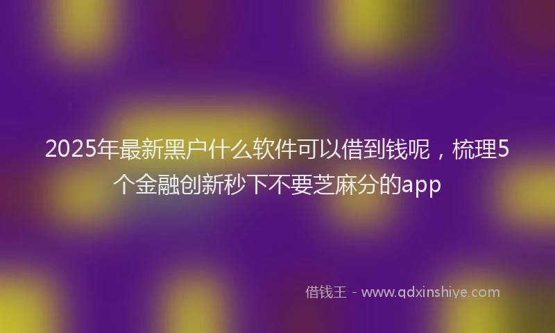 2025年最新黑户什么软件可以借到钱呢，梳理5个金融创新秒下不要芝麻分的app
