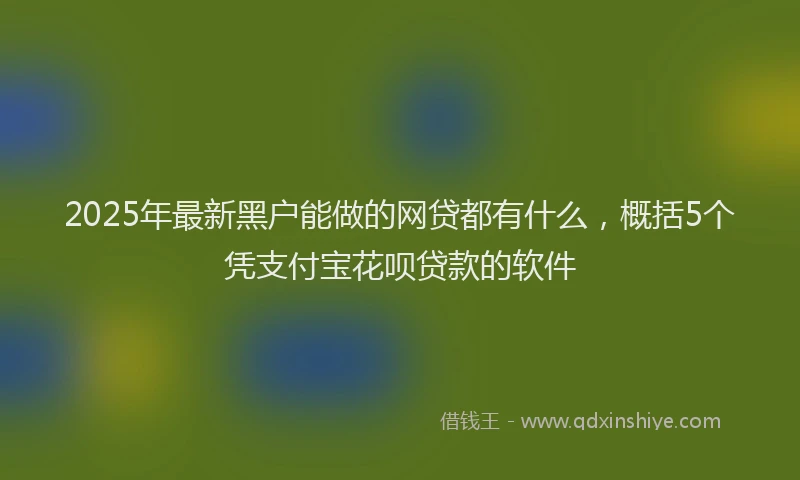 2025年最新黑户能做的网贷都有什么，概括5个凭支付宝花呗贷款的软件