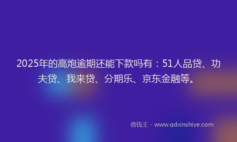 2025年的高炮逾期还能下款吗有：51人品贷、功夫贷、我来贷、分期乐、京东金融等。