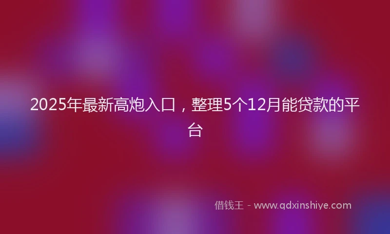 2025年最新高炮入口，整理5个12月能贷款的平台