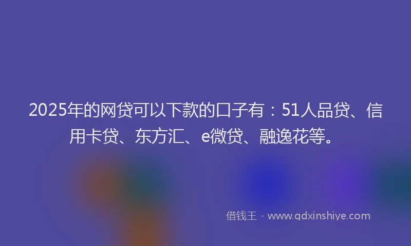 2025年的网贷可以下款的口子有：51人品贷、信用卡贷、东方汇、e微贷、融逸花等。