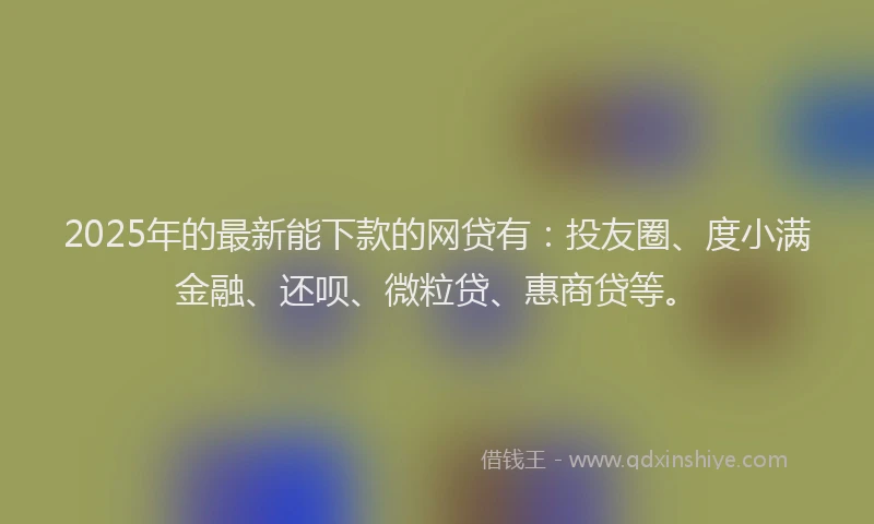 2025年的最新能下款的网贷有：投友圈、度小满金融、还呗、微粒贷、惠商贷等。