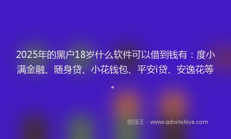 2025年的黑户18岁什么软件可以借到钱有：度小满金融、随身贷、小花钱包、平安i贷、安逸花等。