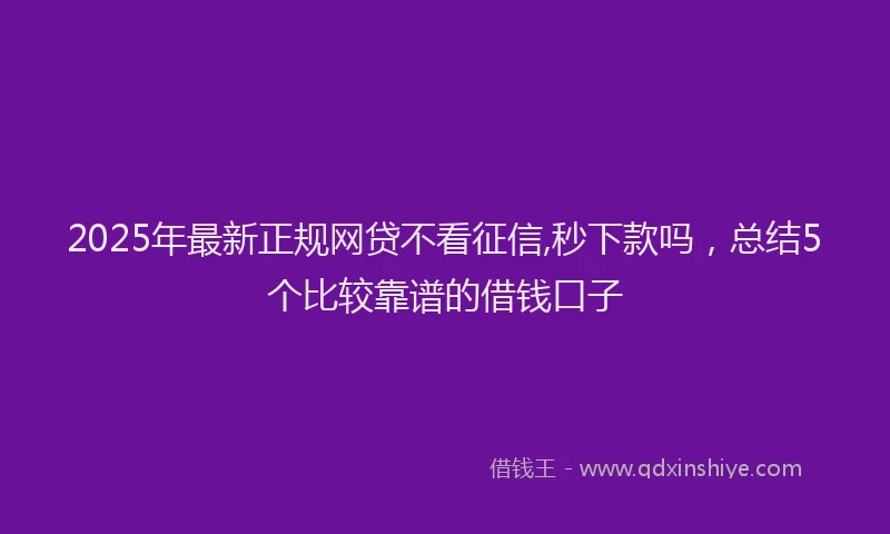 2025年最新正规网贷不看征信,秒下款吗，总结5个比较靠谱的借钱口子