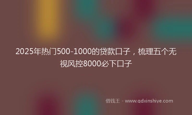 2025年热门500-1000的贷款口子，梳理五个无视风控8000必下口子