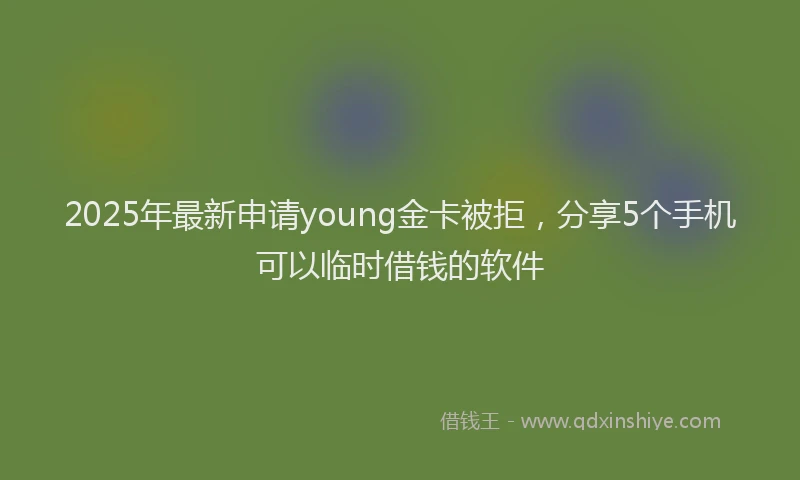 2025年最新申请young金卡被拒，分享5个手机可以临时借钱的软件