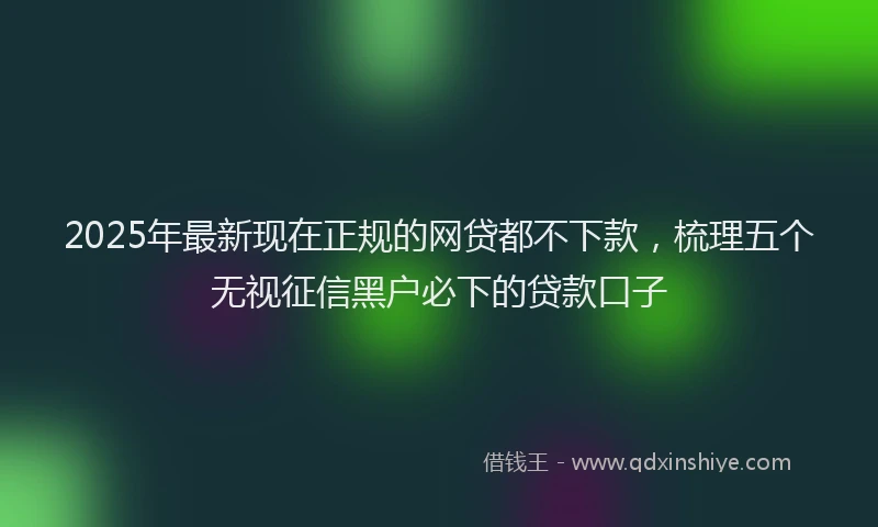 2025年最新现在正规的网贷都不下款，梳理五个无视征信黑户必下的贷款口子