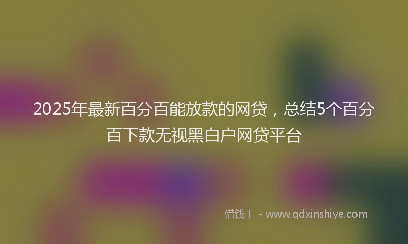 2025年最新百分百能放款的网贷，总结5个百分百下款无视黑白户网贷平台