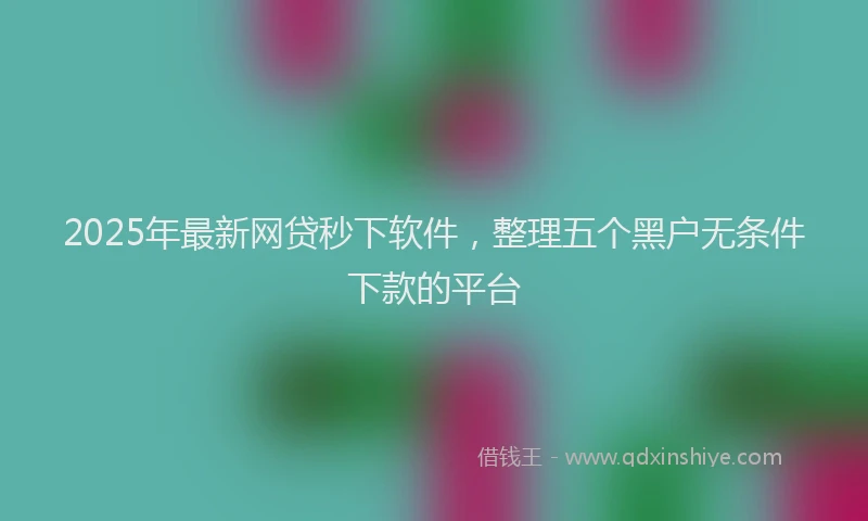 2025年最新网贷秒下软件，整理五个黑户无条件下款的平台