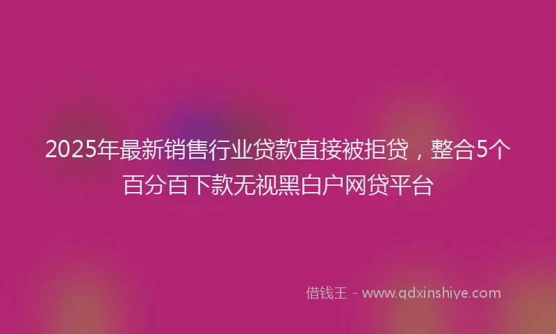 2025年最新销售行业贷款直接被拒贷，整合5个百分百下款无视黑白户网贷平台