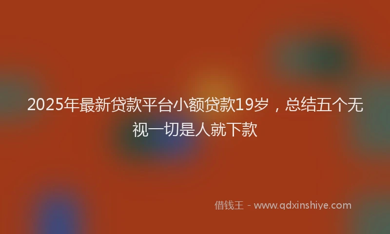 2025年最新贷款平台小额贷款19岁，总结五个无视一切是人就下款