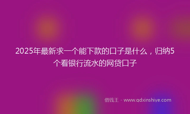 2025年最新求一个能下款的口子是什么，归纳5个看银行流水的网贷口子