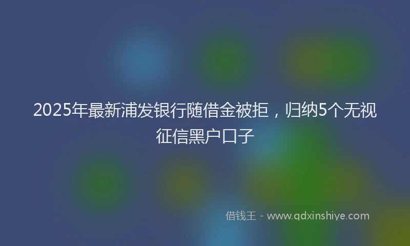 2025年最新浦发银行随借金被拒，归纳5个无视征信黑户口子