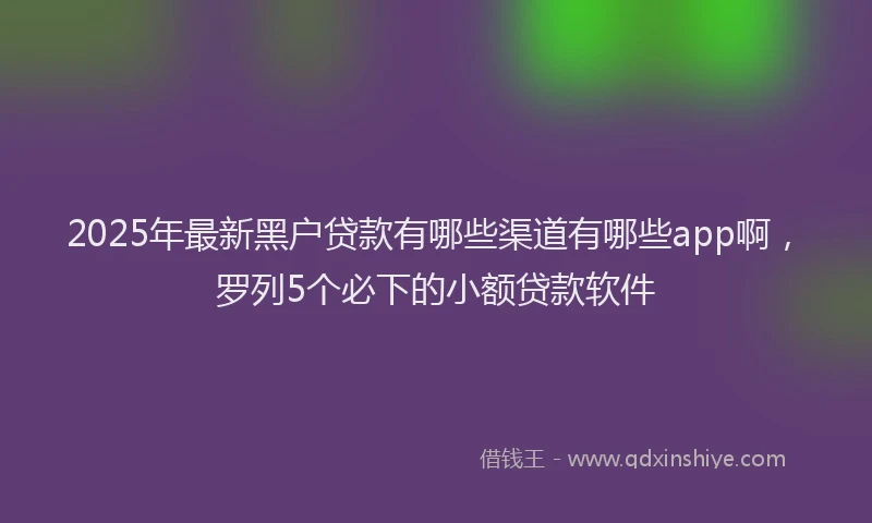 2025年最新黑户贷款有哪些渠道有哪些app啊，罗列5个必下的小额贷款软件